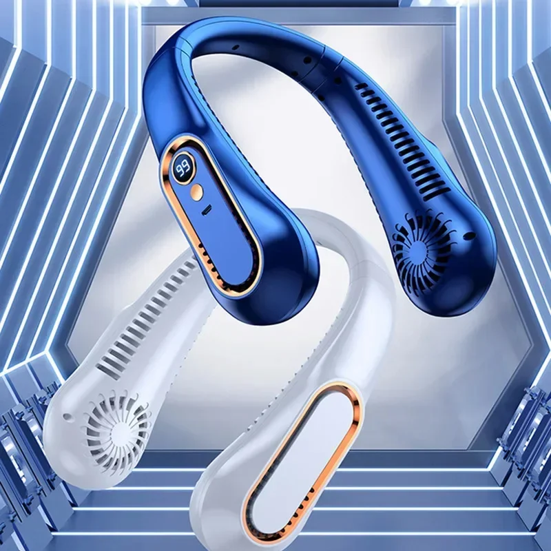 Xiaomi الرقبة الخالية من الشفرة مروحة صغيرة طويلة العمر المحمولة كسول مروحة صامتة USB شحن الرياضة مكتب شاشة ديجيتال الطاقة 5 والعتاد