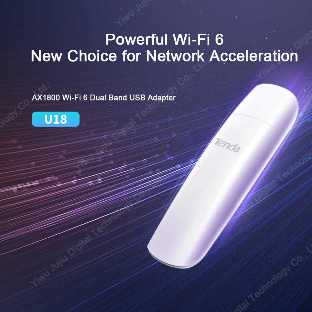 Tenda U18 AX1800 Wi-Fi 6 Dual Band Rourter's Wireless USB Wifi6 Adapter Receiver High Speed Network Card for Laptop Desktop