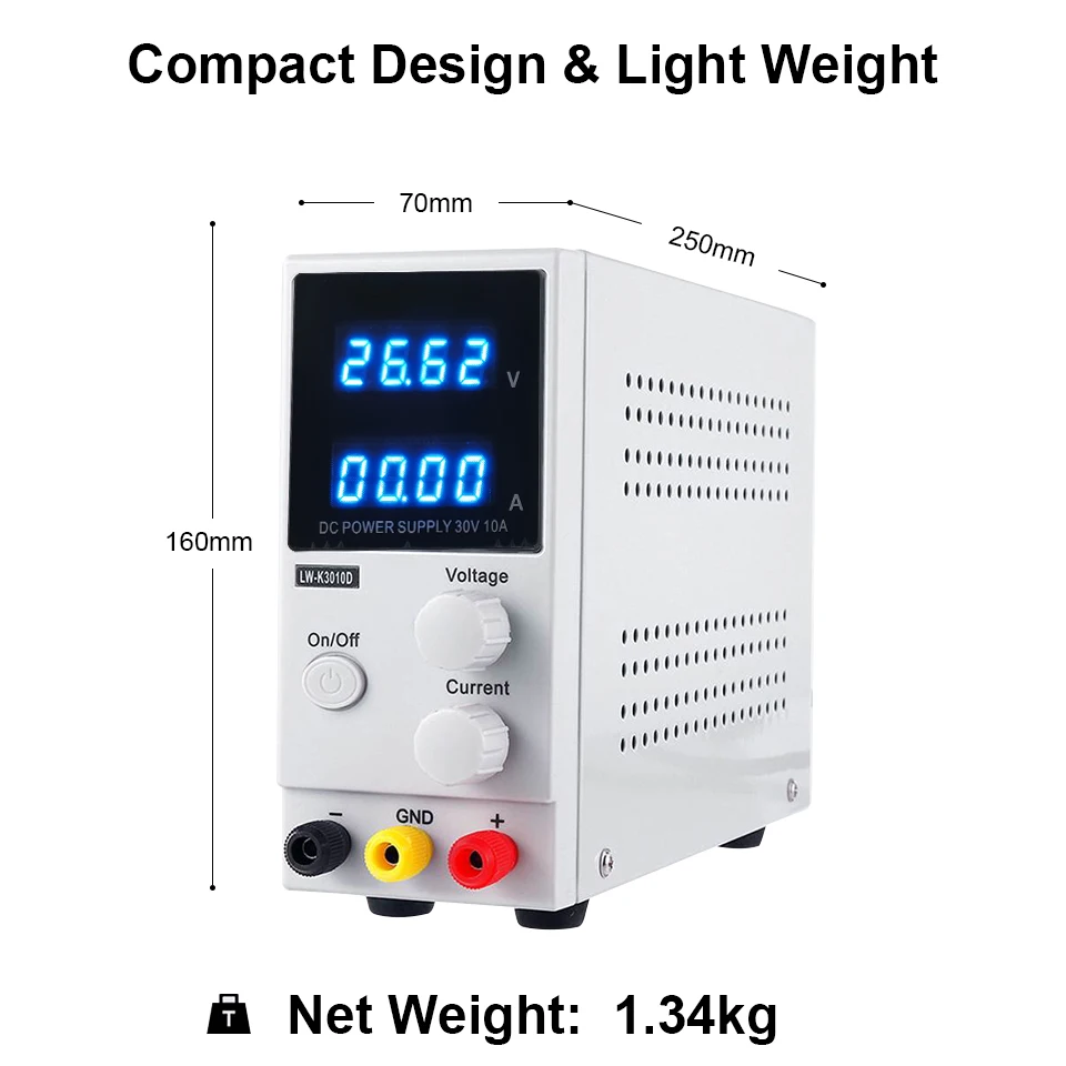 Imagem -03 - Fonte de Alimentação dc Ajustável Regulador de Tensão Variável Display Digital Led K3010d Laboratório Novo 30v 10a