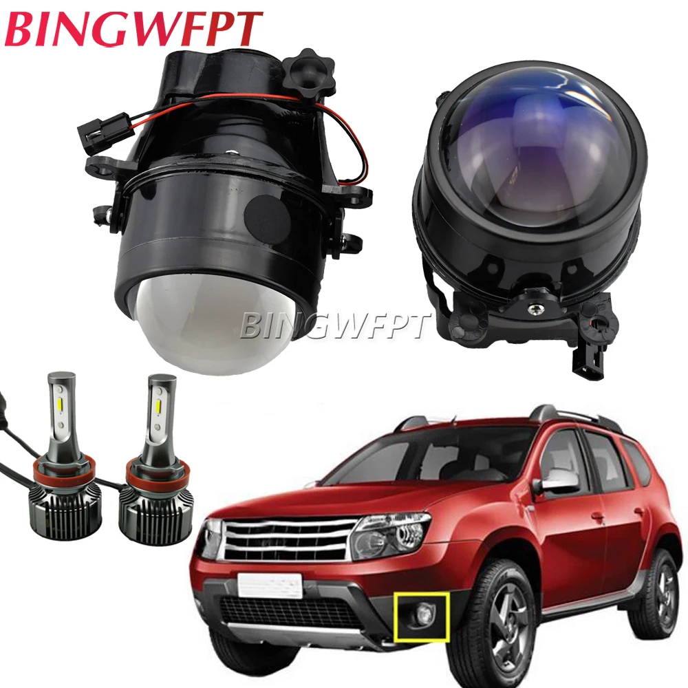 2pcs HID Bi-xenon Fog Lights Projector Lens Retrofit For Renault Duster Closed Off-Road Vehicle 2012-2015 Fluence L30 2010-2015