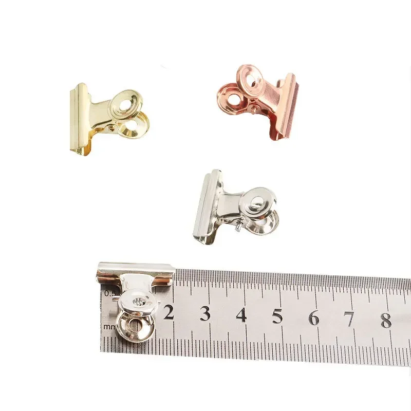 20PCS/Set 21mm*23mm Round Metal Grip Clips Ticket Paper Stationery Bulldog Spring Clip For Tags Bags Office Document Binder Clip