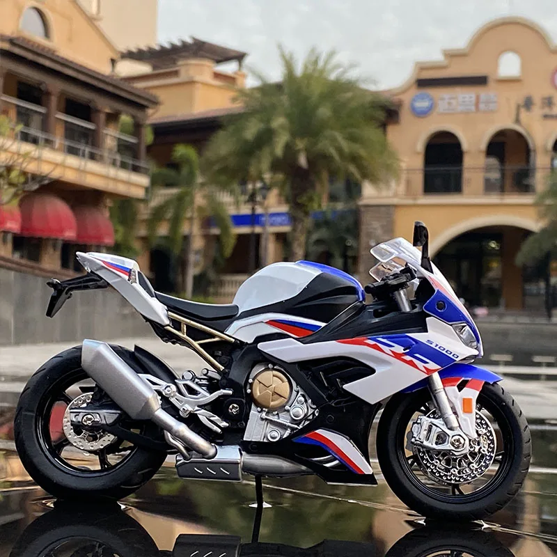 NEW 1:12 BMW S1000RR Racing Motorcycles Model Simulation Alloy Motorcycle Model With Sound and Light Collection Toy Car Gift