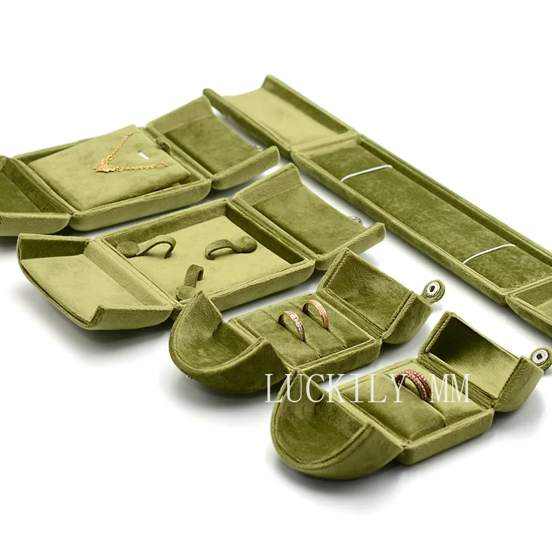 Double Opening Real Velvet Ring Paired Ring Earring Necklace Bracelet Box Jewelry Packaging Jewelry Display Stand