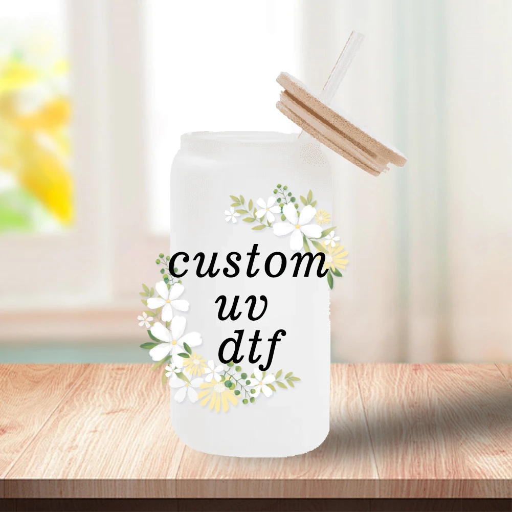 11x24cm Custom cup sticker  UV DTF Transfer Sticker Waterproof For 16oz Glass Cup Wrap Stickers DIY