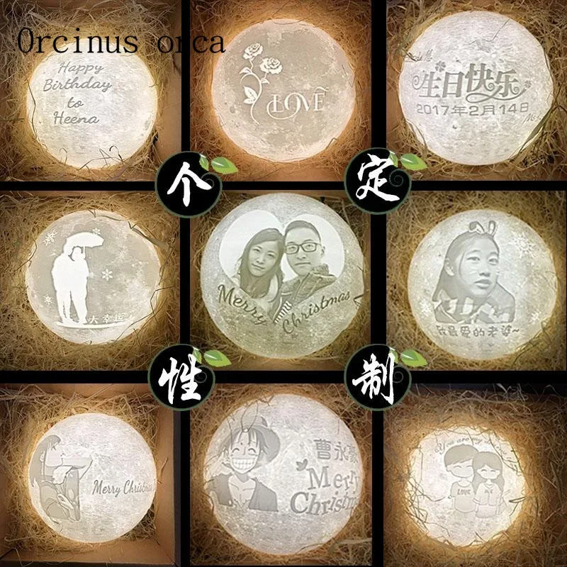 Lâmpada de lua simples quarto cabeceira nightlight personalizado criativo presente aniversário frete grátis