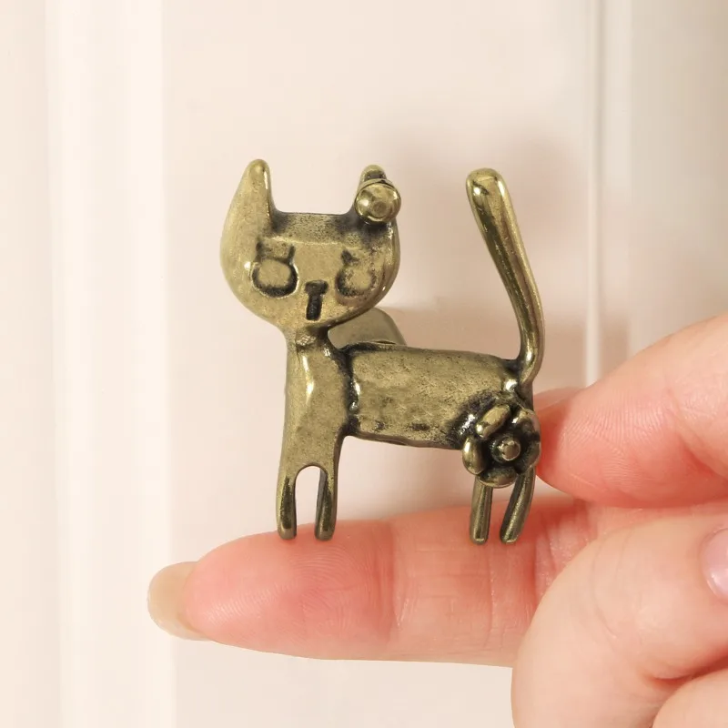 Abstract Kitten Brass Door Handle Children's Bedroom Drawer Door Cat Handle Wine Cabinet Wardrobe Cabinet Handle Accessories