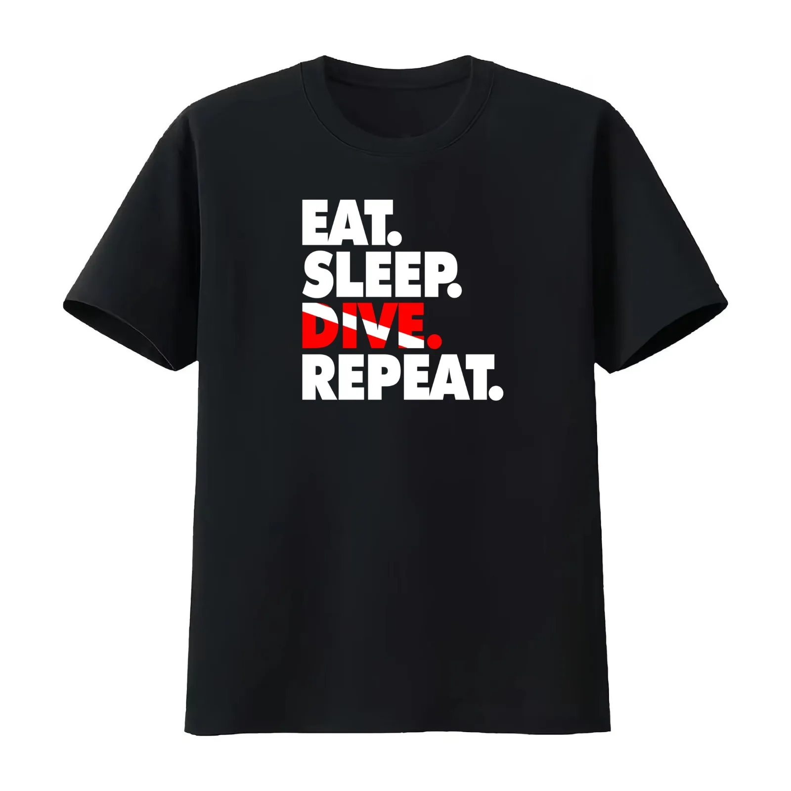 Eat Sleep Dive Repeat - Diving Scuba Snorkeling Funny T-Shirt Summer Casual Cotton Tee Oversized Streetwear Tops