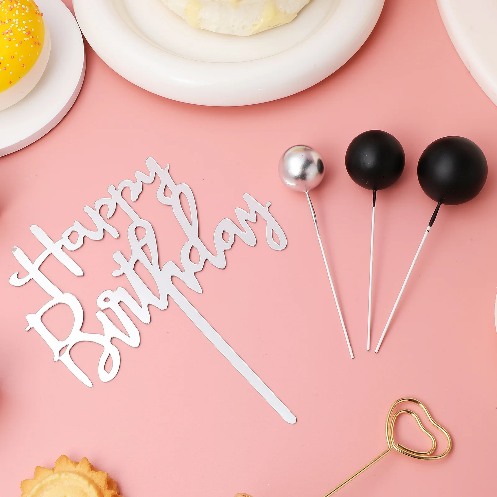 

1Set Cake Ball Topper Decorations Lightweight Insert for Wedding Birthday Shower Celebration Cake Topper Decorations