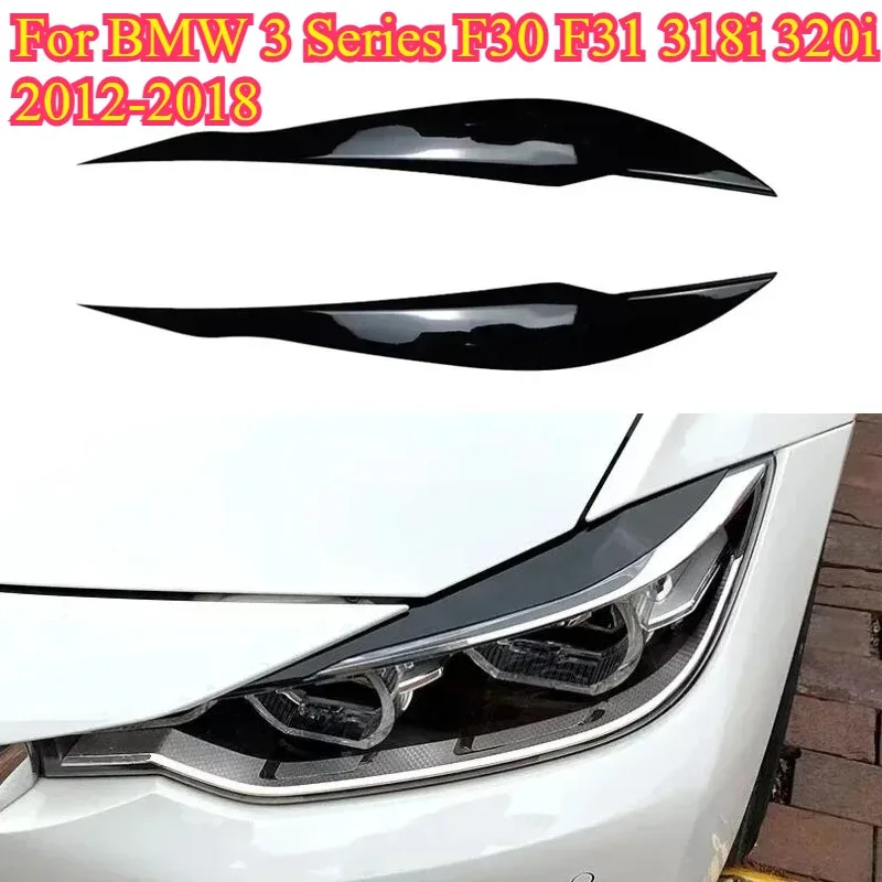 

2pcs Car Headlight Eye Lid Covers ABS Carbon Headlight Lamp Eyebrows Trim Stickers for BMW 3 Series F30 F31 318i 320i 2012-2018