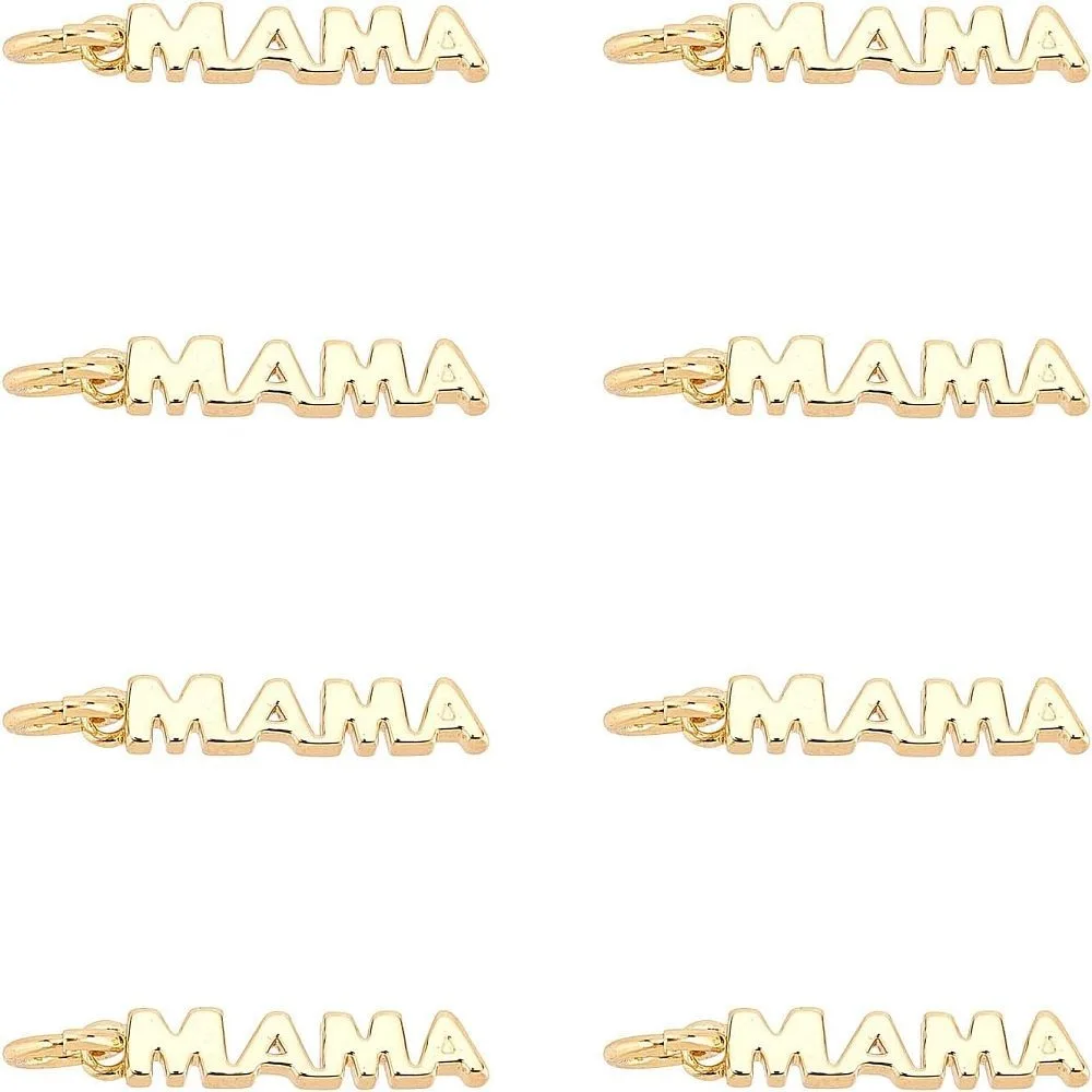 

1box 20pcs Brass Pendants with Jump Ring Long-Lasting Word MAMA 16.5x3x2mm Hole: 3mm Jump Ring: 5x0.8mm