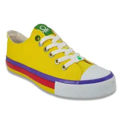 2024 Trend New Season Model Linen Textile Shoes Personalized And Comfortable Yellow Benetton 30176 Casual Sports Shoes