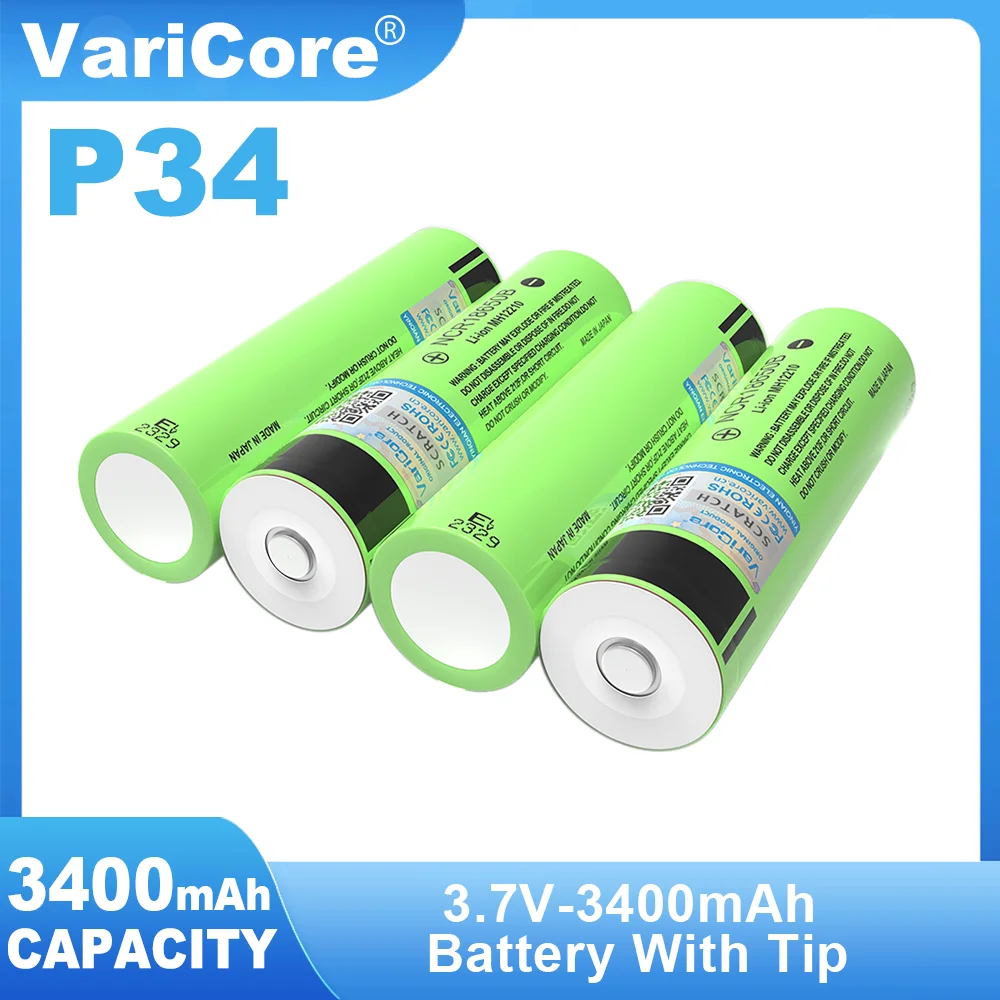 VariCore NCR18650B 3.7 فولت 3400 مللي أمبير 18650 بطاريّة ليثيوم قابلة لإعادة الشحن مع مدببة (بدون ثنائي الفينيل متعدد الكلور) لبطاريات المصباح 4.2 فولت