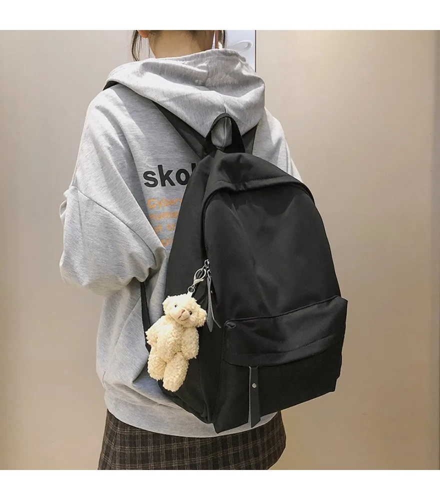 Solid color student junior high school Mori ins backpack lightweight schoolbag Korean version simple and versatile