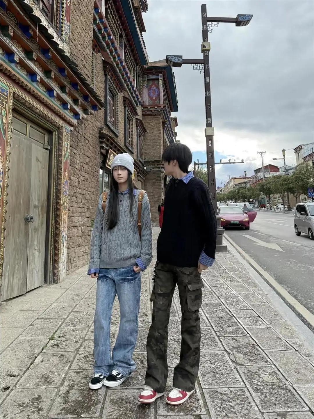 

American Retro Twisted Knit Sweater Men's Autumn High Sensation Lazy Sle Cheered Collar Knitted Top Fake Two-Piece