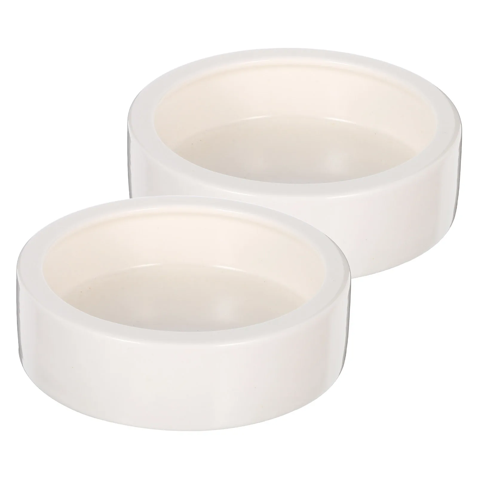 

2Pcs Reptile Food Dish Ceramic Bowl Lizard Feeder Anti-Escape Design Thicken Material Safe Durable for Small Reptiles White