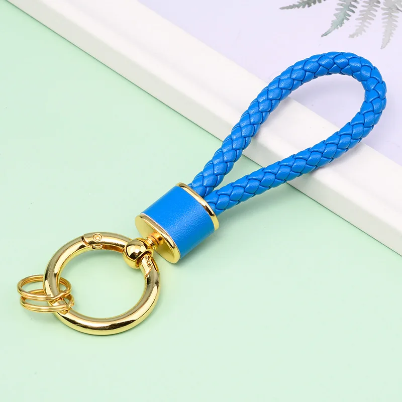 Simple Leather Keychains Unisex Weave Lanyard Keyring Men Women Car Key Holder Key Cover Auto Keyring Accessories Gift