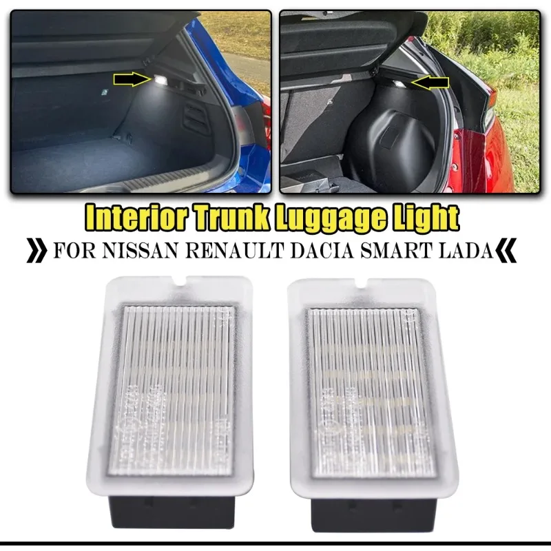 

2PCS LED Interior Trunk Luggage Compartment Light For Nissan Qashqai Renault Megane Clio Dacia Duster Logan Fortwo C453 Forfour