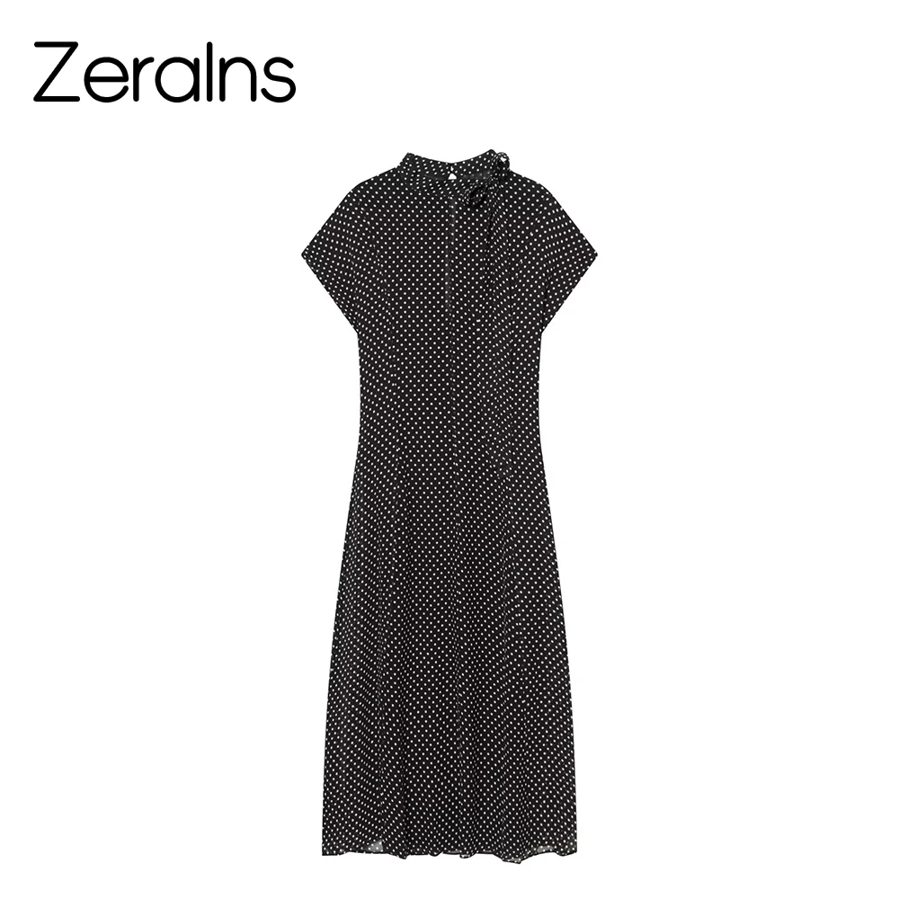ZERAINS Damen Frühlingsoutfit 2026 im europäischen und amerikanischen Stil, modisches und personalisiertes Alltags-Midikleid mit Polka Dots