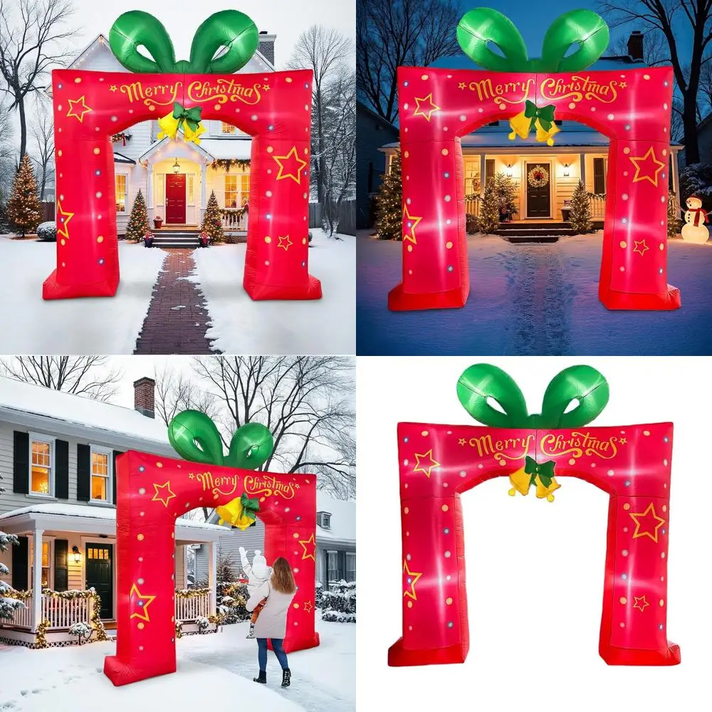 

Giant 10FT Red Christmas Present Box Archway Inflatable with LED Lights for Outdoor Lawn and Garden