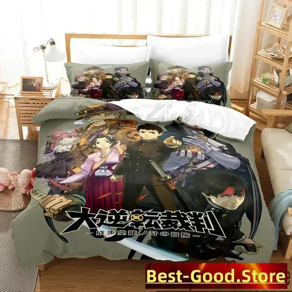 Juego de Ropa de Cama con Estampado 3D de Ace Attorney, Funda de Edredón, Sábana, Funda de Almohada, Juego de Cama Completo, Queen, King Size, Edredón para Dormitorio
