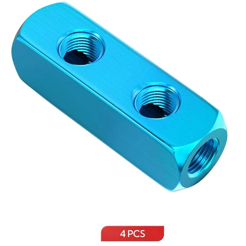 ABYO Aluminum 2-Way 5-Port Air Compressor Manifold 4Pcs With 1/4" Distribution Block Splitter