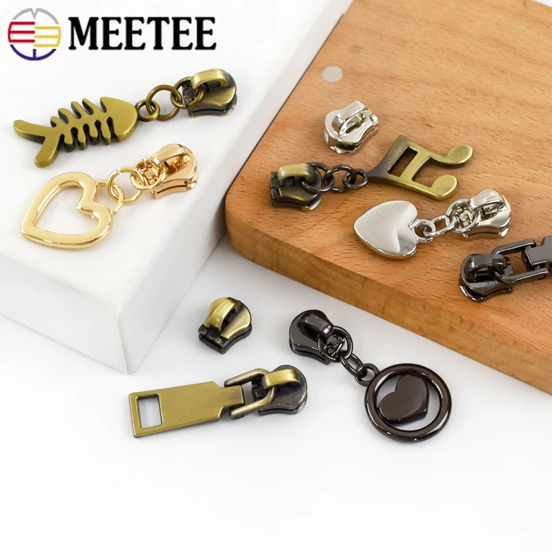 10/20pcs Meetee Zipper Slider for 5# Sewing Metal Zippers DIY Zips Head Bag Pocket Wallet Repair Kits Replacement Tailor Tools