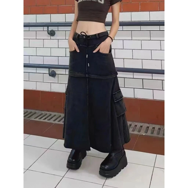 

Casual Denim Skirt Short Skirt Vintage Dress Long Skirt Detachable Two-party Street Clothing Vintage Warajuku Sweet Fashion