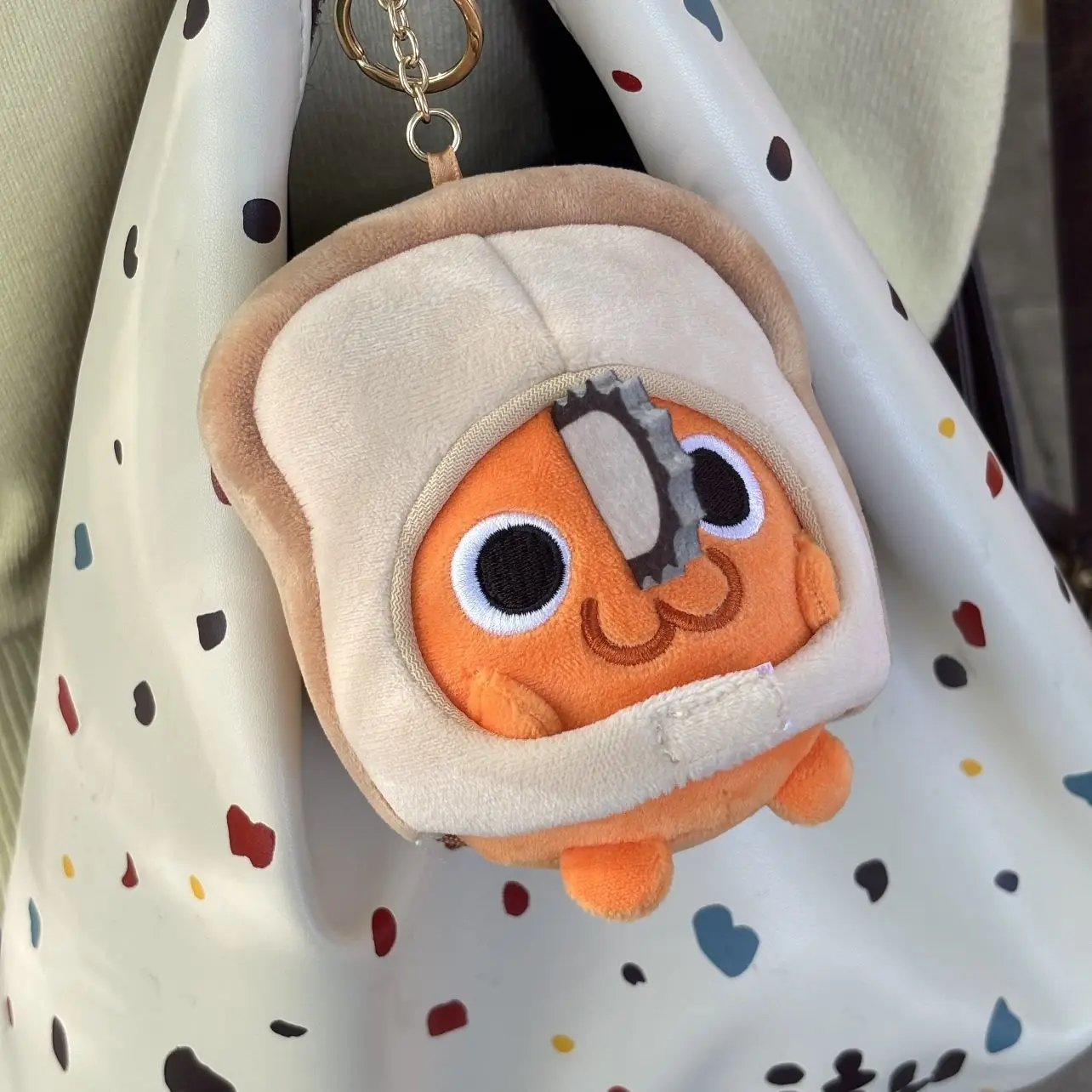 10Cm Chainsaw Man Pochita Bread Style Soft Plush Doll Keychain Handbag Hanging Ornament Waist Pendant Decor Birthday Gift Anime