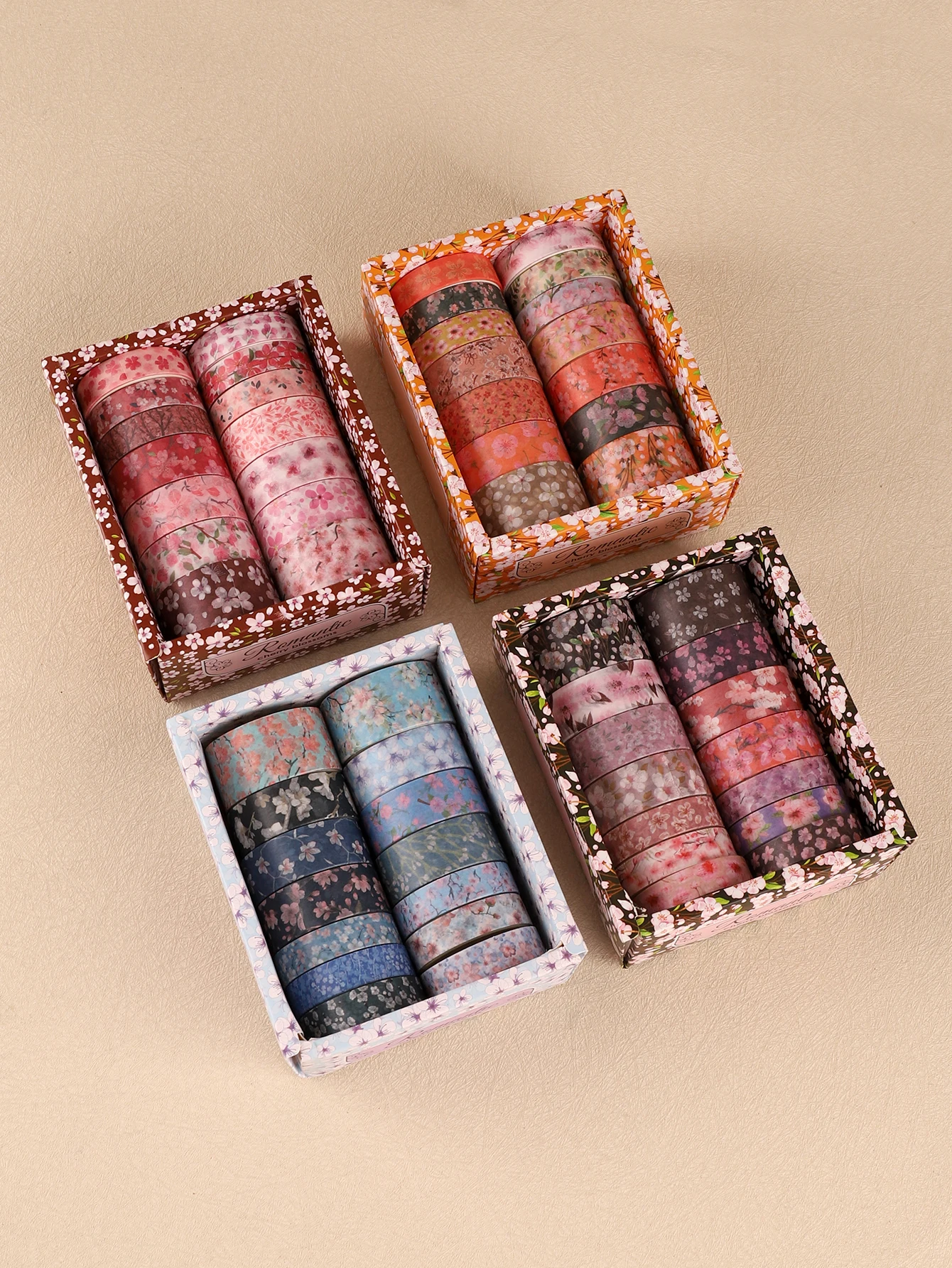 14 Rolls/Box Sakura Floral Washi Tape Set Cherry Blossom Botanical Masking Tape for Journaling Scrapbooking Planner Collage