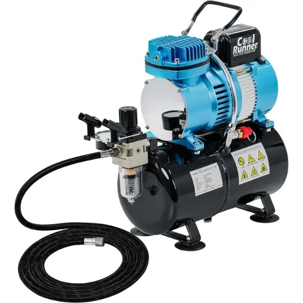 

Master Airbrush 1/5 HP Cool Runner II Dual Fan Tank Air Compressor Kit Model TC-326T - Professional Single-Piston