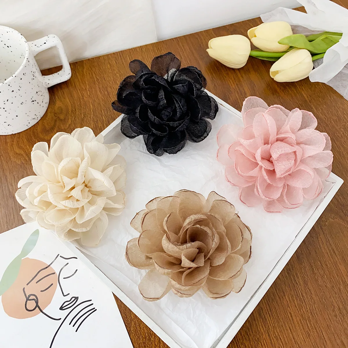 Simulation fabric flower hairpin small fresh girl heart cute sweet grab clip rose elegant temperament hair accessories woman