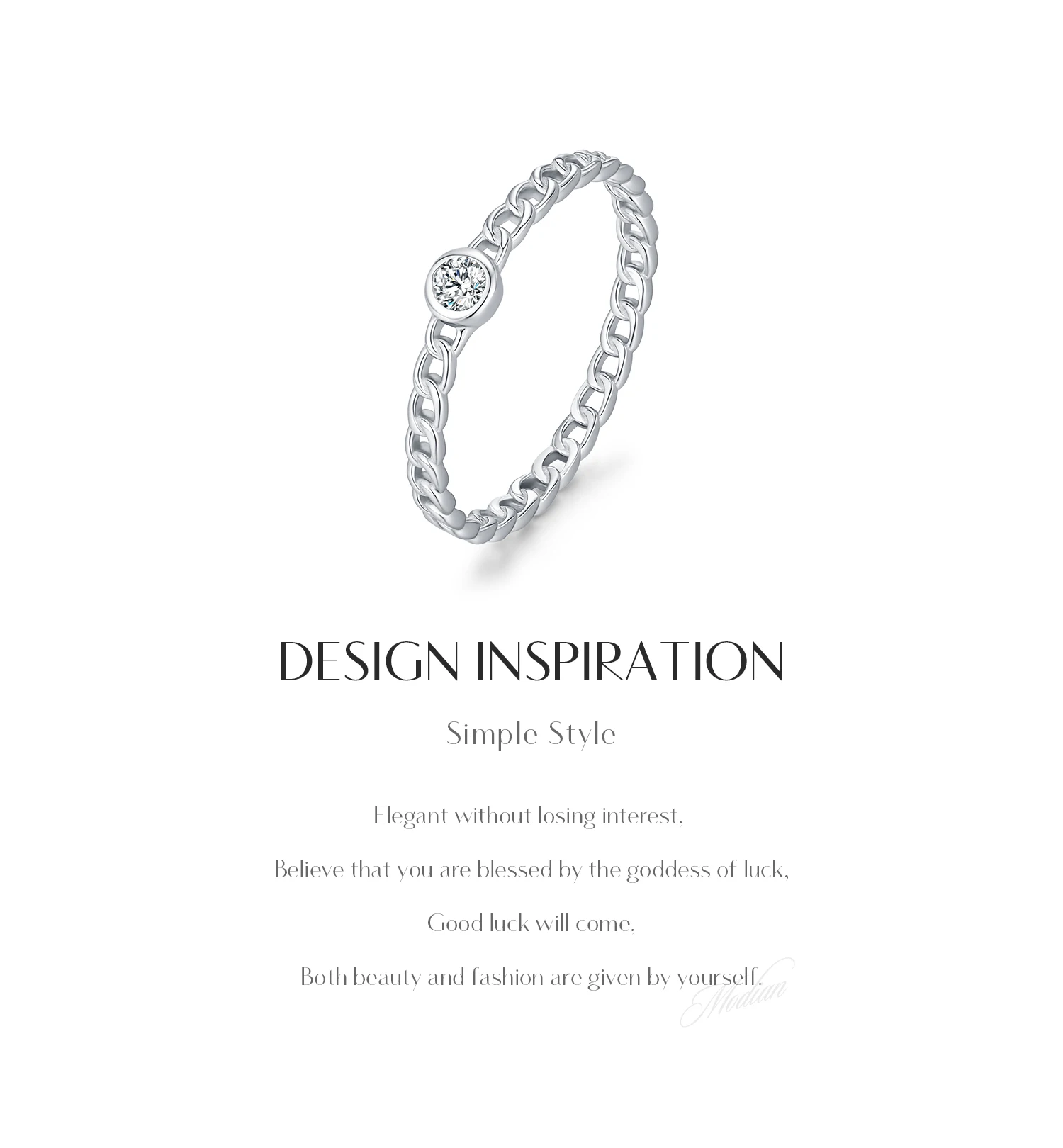 MODIAN Moissanit-Labordiamantringe aus 925er Sterlingsilber, trendige Ringe mit Verschlussdesign, Fingerringe für Frauen, Büro, edler Schmuck – Detail 6