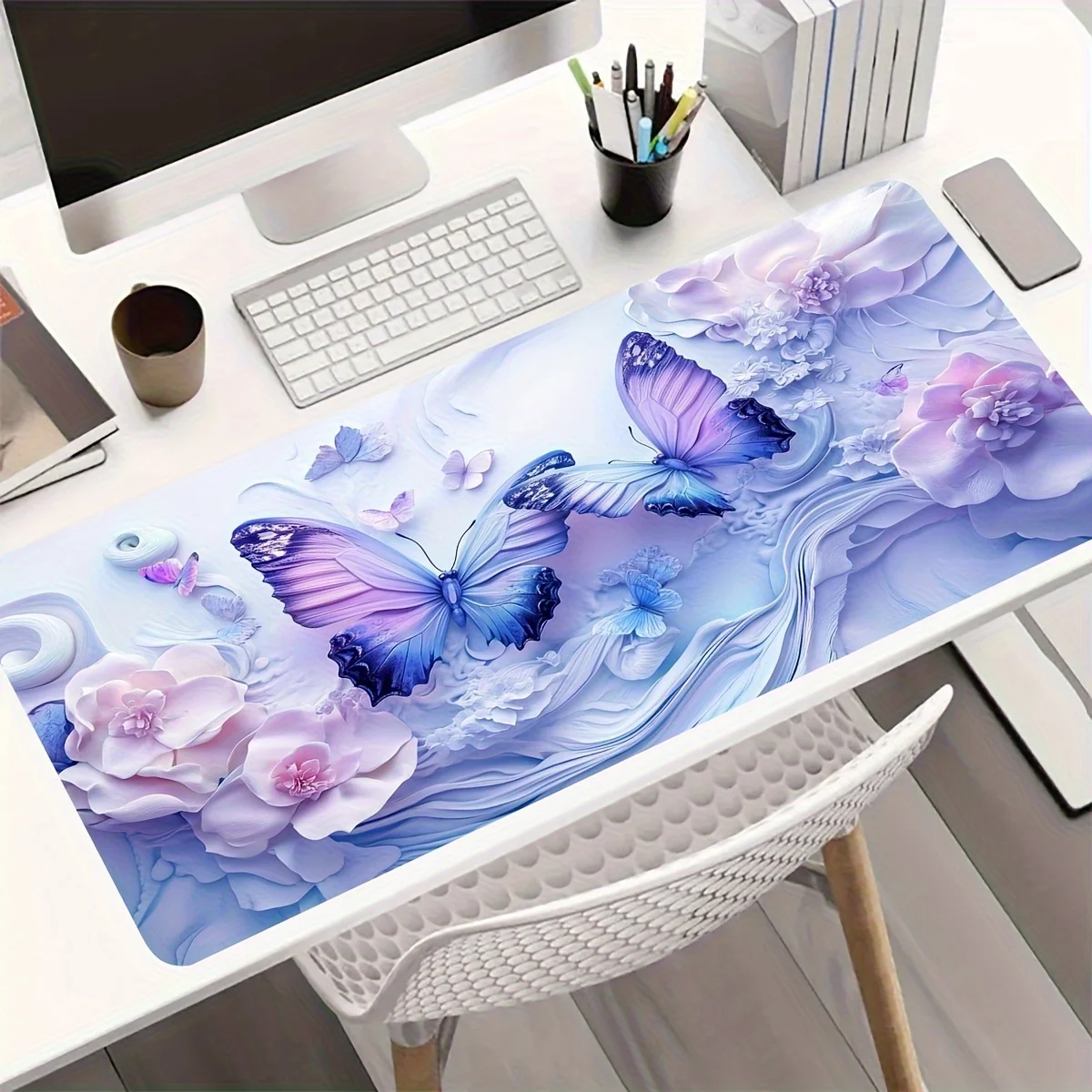 

Fantasy Butterfly Floral Extended Mouse Pad Non-Slip Rubber Desk Mat for Office Gaming