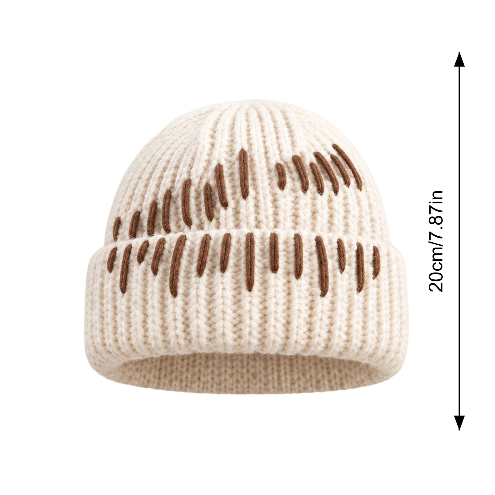 Women's Color Block Beanie Thickened Warm Windproof Skull Cap Cold Weather Thermal Headwear Outdoor Winter Hat