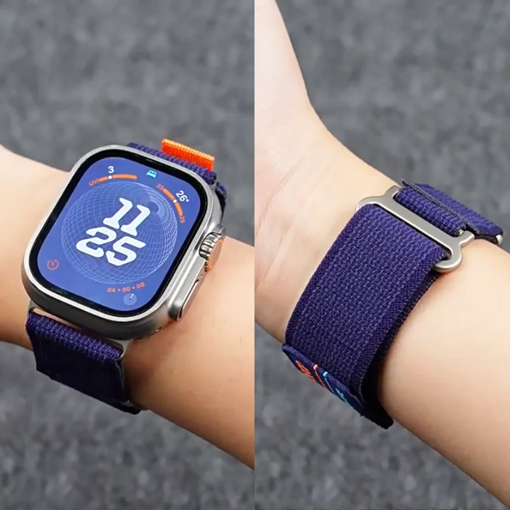 Ремешок Trail Loop для Apple Watch Ultra 3 49 мм 46 мм 41 мм 45 мм 44 мм 40 мм 42 мм, нейлоновый кожаный браслет Correa для iWatch 11 10 9 8 7 6 se