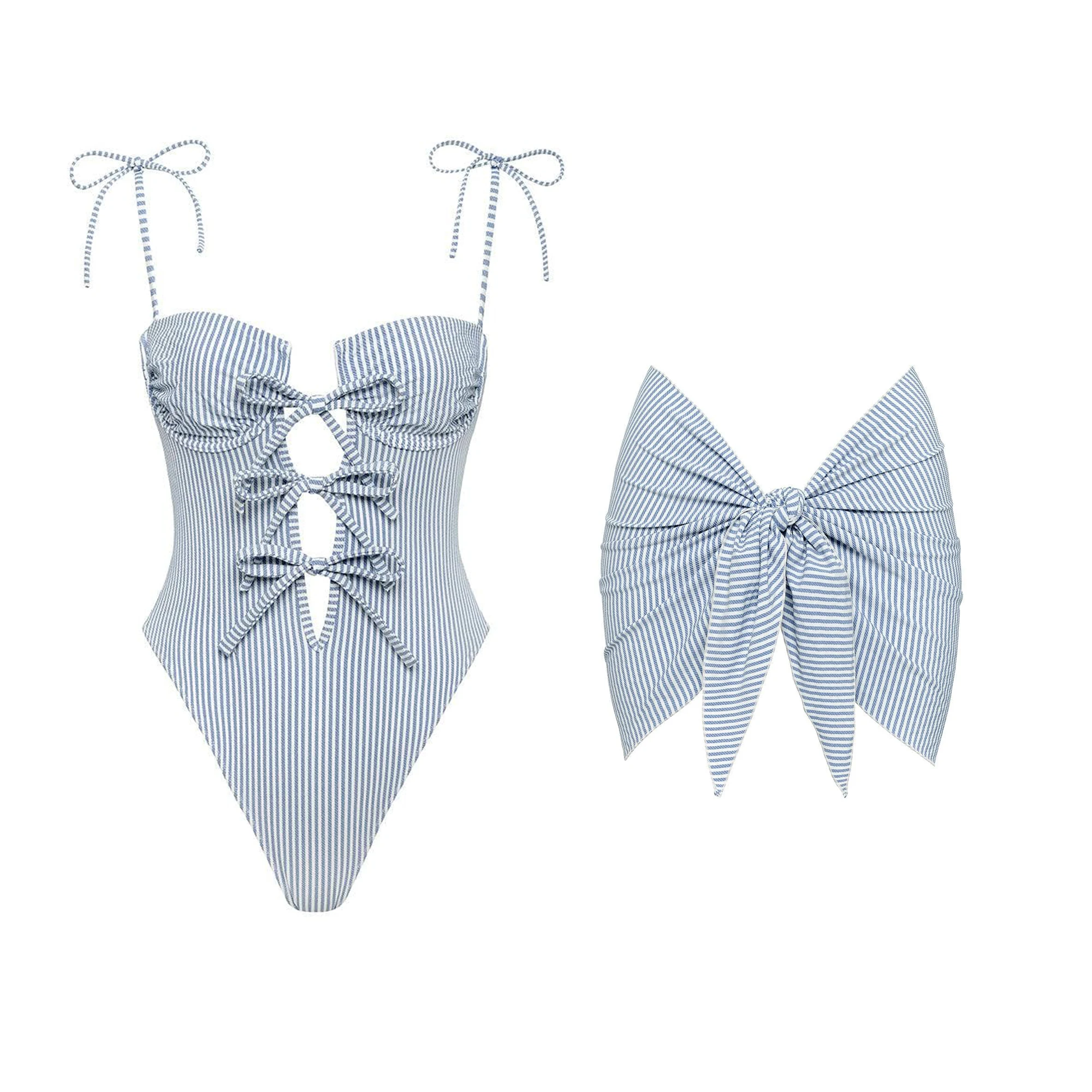 Traje de baño de una pieza con cuello Halter y cubierta para mujer, traje de baño Monokini con estampado, traje de baño, ropa de playa