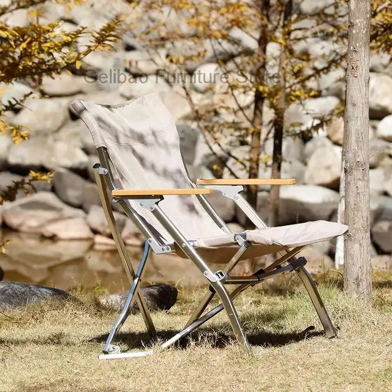 

Outdoor Camping Folding Chair, High Back Lounge Chair, Aluminum Alloy Portable Armchair, Beach Chairs, Fishing Chair Recliner