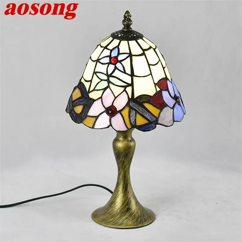 

AOSONG European Glass Table Lamp LED Vintage Fine Creative Desk Light For Home Living Room Bedroom Bedside Decor