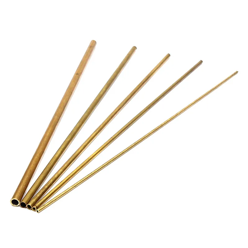 Tabung Kuningan DIY, pipa kuningan Diameter bulat 2/3/4/5/6/7/8/9/10/12mm panjang 300mm 0.5mm batang kuningan dinding, alat pemotong model