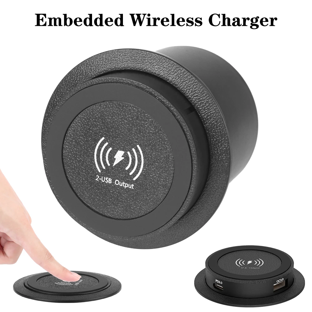 Outlet Socket 15W Car Charger USB Type-C Embedded Wireless Charger For Camper Truck ATV Boat Car RV Quick Charge PD 3.0