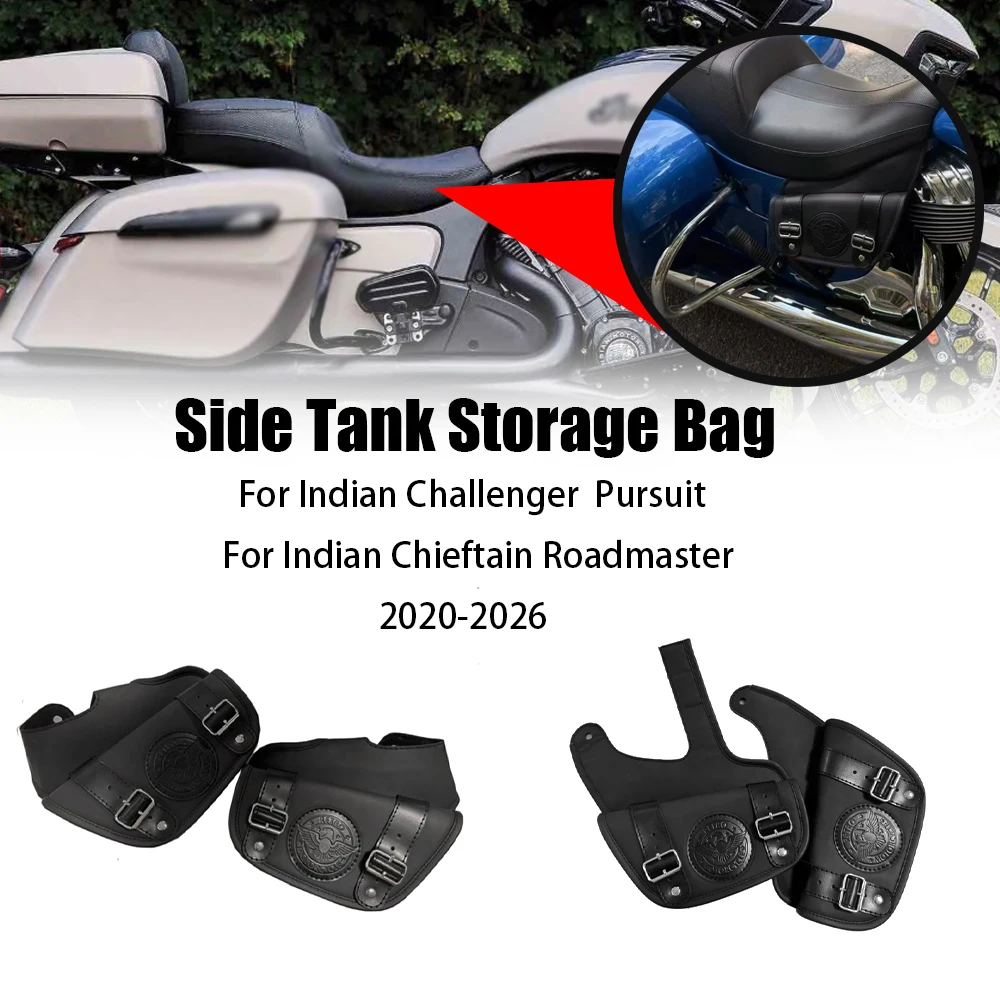 Motorcycle Side Tank Waterproof Heat Shield Storage Bag for Indian Challenger Pursuit Chieftain Roadmaster Springfield 2020-2026