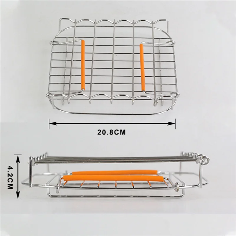 Stainless Steel AirFryer Grill Rack 8 Inch Versatile Square Roasting Grill with Skewers Baking Tray AirFryers Holder image 5