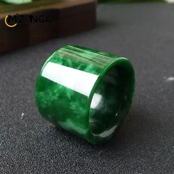Natural Myanmar Jadeite Ring Chinese Carving Atmospheric Luxury Men's Jade Ring Fashion Jewelry Lucky Amulet