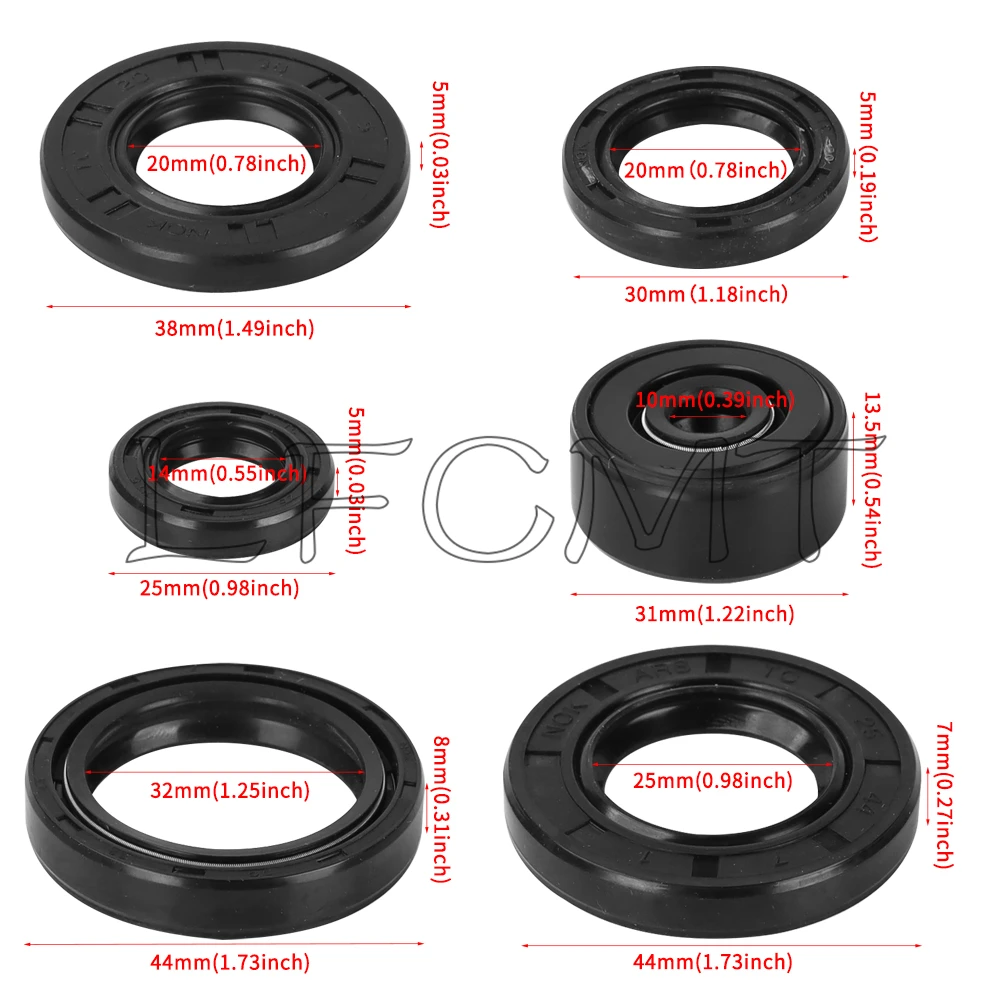 25x44x7 32x44x8 20x38x5 10x31x13.5 20x30x5 14x25x5 Rubber Motorcycle Engine Oil Seal Kit For Yamaha DT200R 88-91 95-96 DT200WR