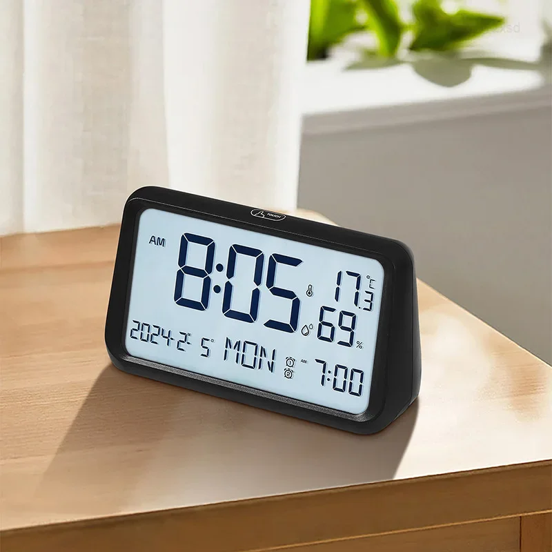 Desktop LCD Digital Alarm Clock Multi functional Living Room Clock Room Electronic Clock Night Light Creative Decoration