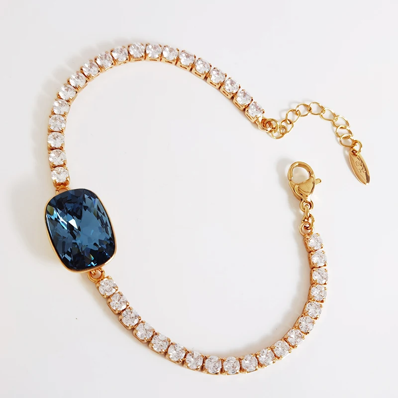 ใหม่สี่เหลี่ยมผืนผ้า Designer ฤดูร้อนสร้อยข้อมือผู้หญิง Bijoux แฟชั่นออสเตรียคริสตัลสาวพืชสร้อยข้อมือเครื่องประดับของขวัญ