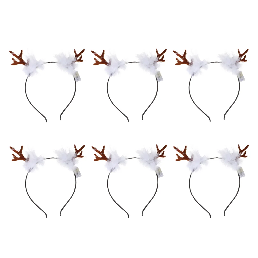 

6 Pcs Luminous Antler Headband Kids Headdress Shine Hair Accessories Creative Decor Plastic Hoops Baby Hairband Xmas