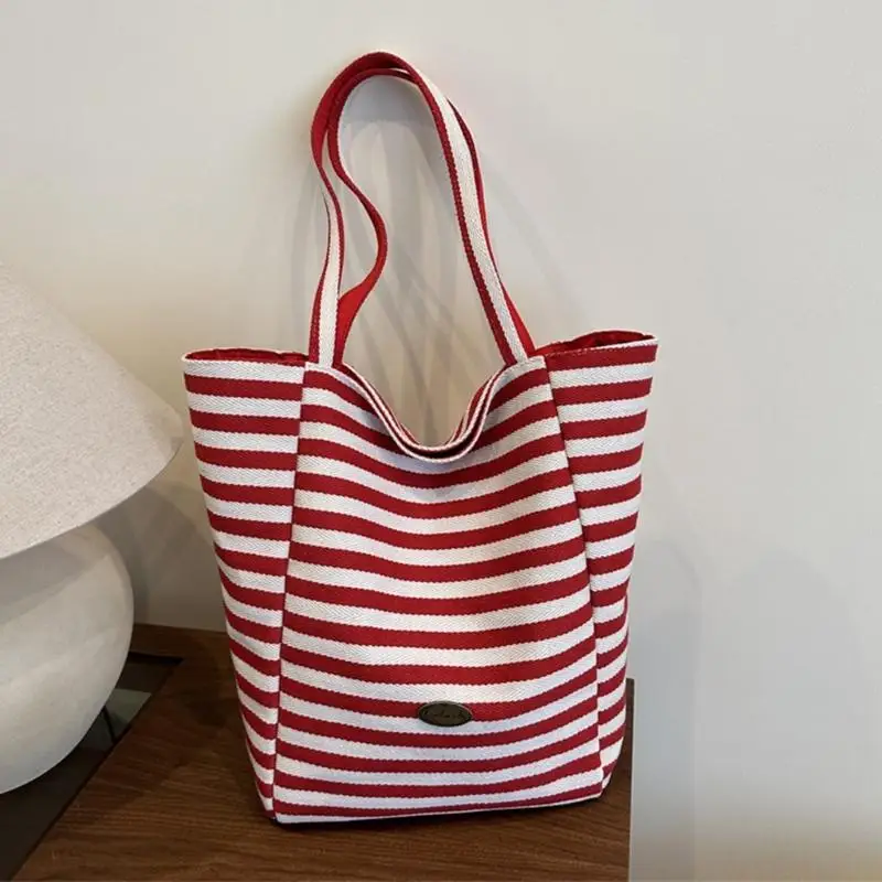 

X90D Women's Toted Handbag Stripe Canvas Toted Bag Purse Stylish Casual Trendy Shoulder Bag Large Capacity Hoboes Handbags