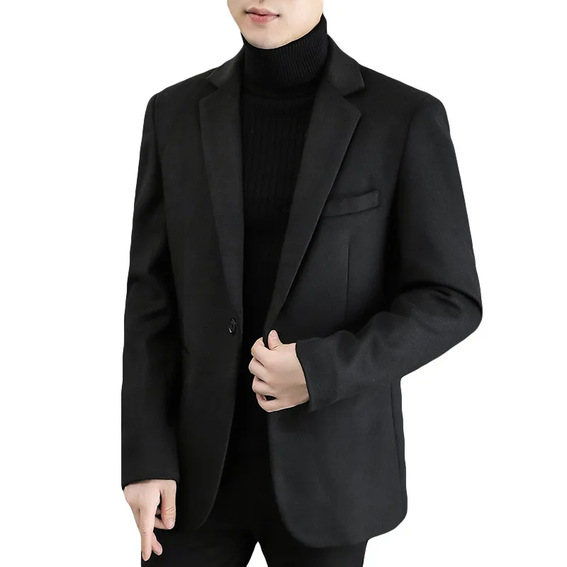 

Woolen Medium Length Suit Loose Korean Style Black Formal Suit for Men Plus Size Men's Suits &blazer