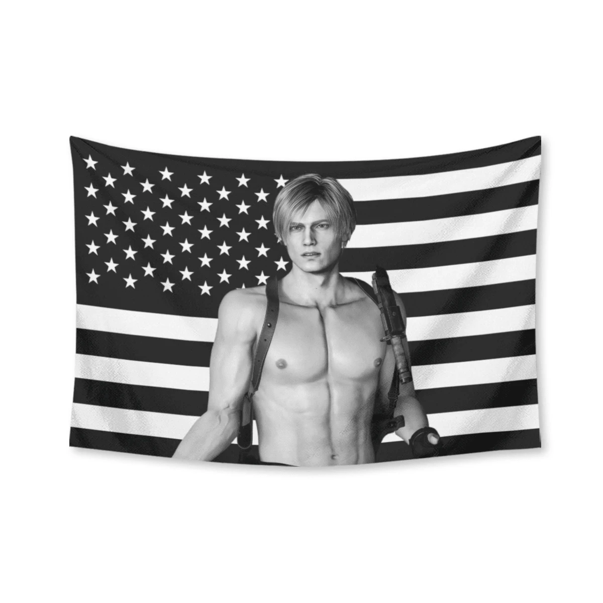 Leon S. Kennedy Resident Evil RE9 Pink Flag Tapestry 2026 Game Character Indoor Wall Hanging Decor